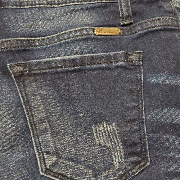 KanCan Moto Ankle Skinny Denim Jeans Women's Sz 27 Frayed Hem Dark Wash Distress - Picture 7 of 10